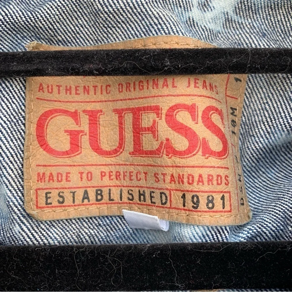 Vintage Guess Blue Jean Denim Jacket Size 4X Tie Dye Acid Wash